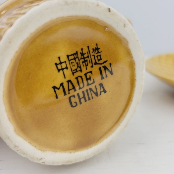 Vintage MCM Stoneware Yellow Gold Coffee Cup Mug and Saucer - Picture 7 of 10